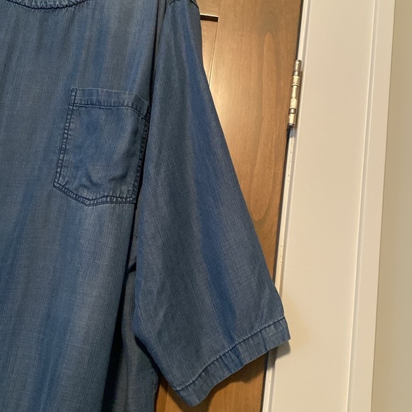Per Se Chambray Popover Blouse 3/4 sleeve Womens 3X Raw hem Boxy coastal grandma - Picture 4 of 8